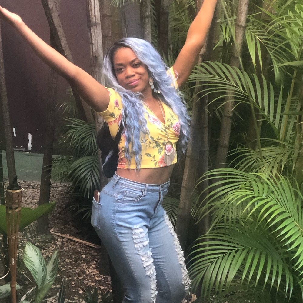 Yellow flower crop top